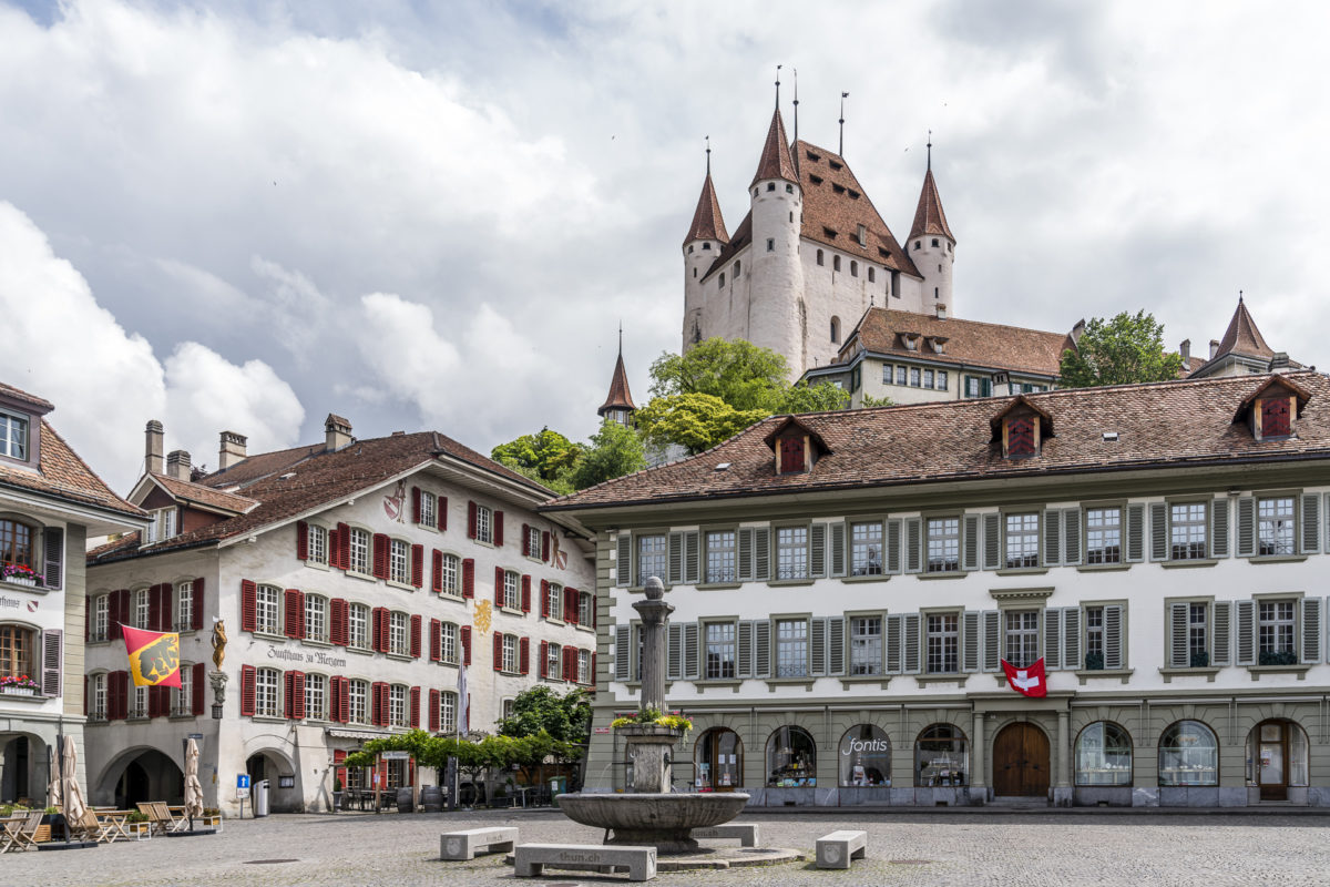 Town Hall Square and Thun Castle