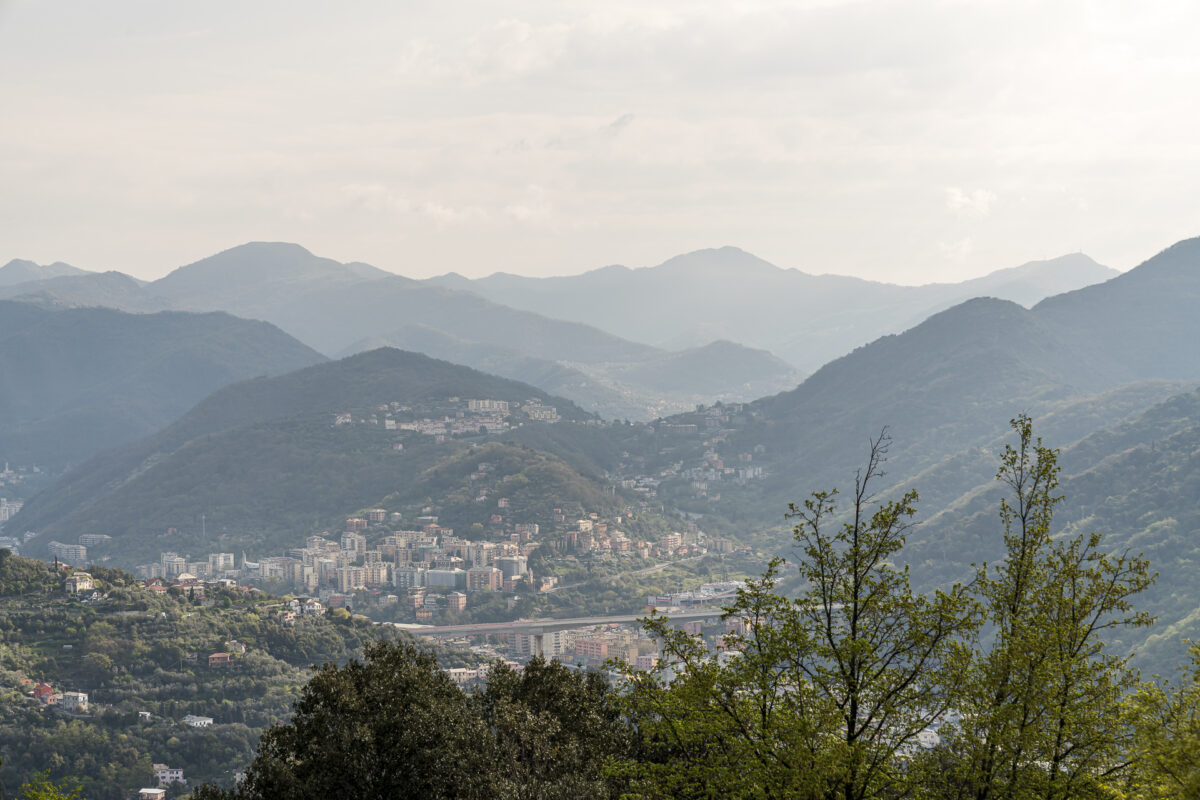 Hilly landscape Liguria Genoa