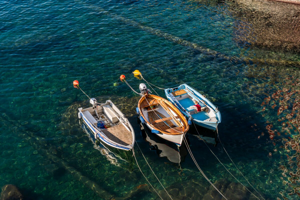 Boats in the harbor of Riomaggiore