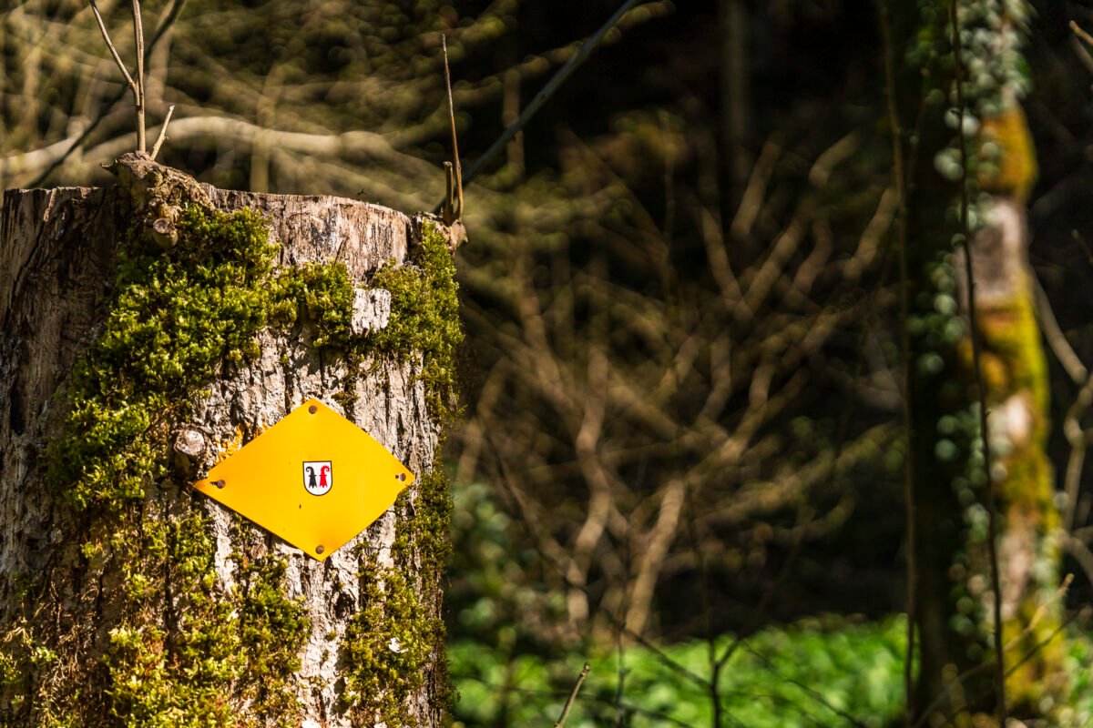 Hiking trail sign in Baselland