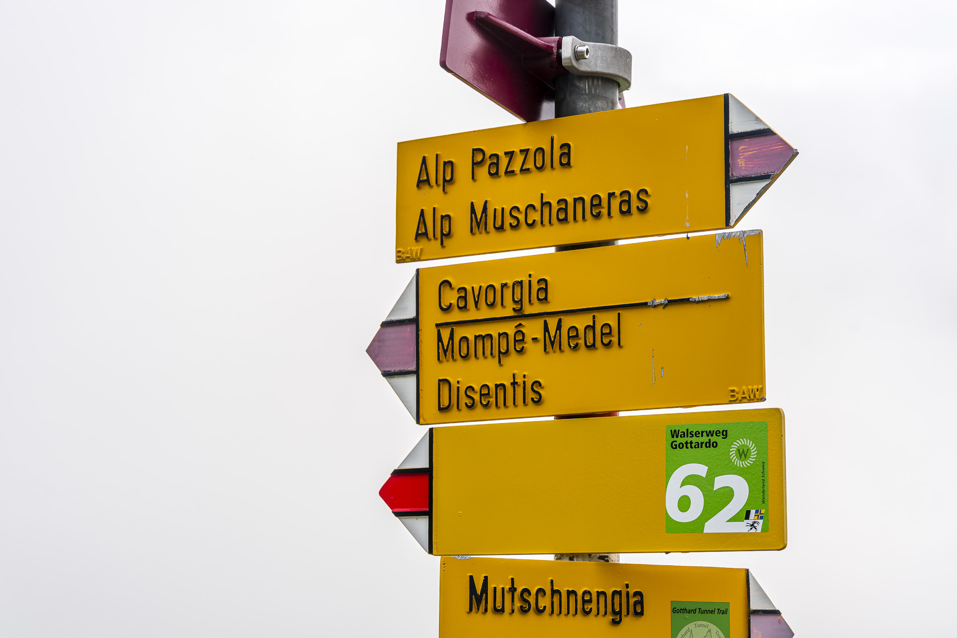 Panneau indicateur, Walserweg Gottardo