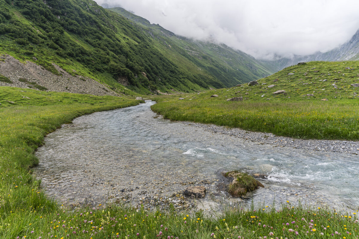 River landscape in Val Frisal