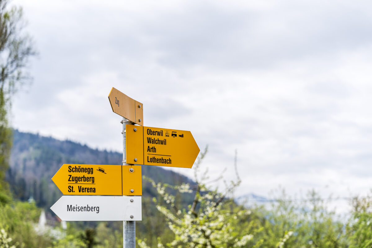 Placa de trilha em Zug