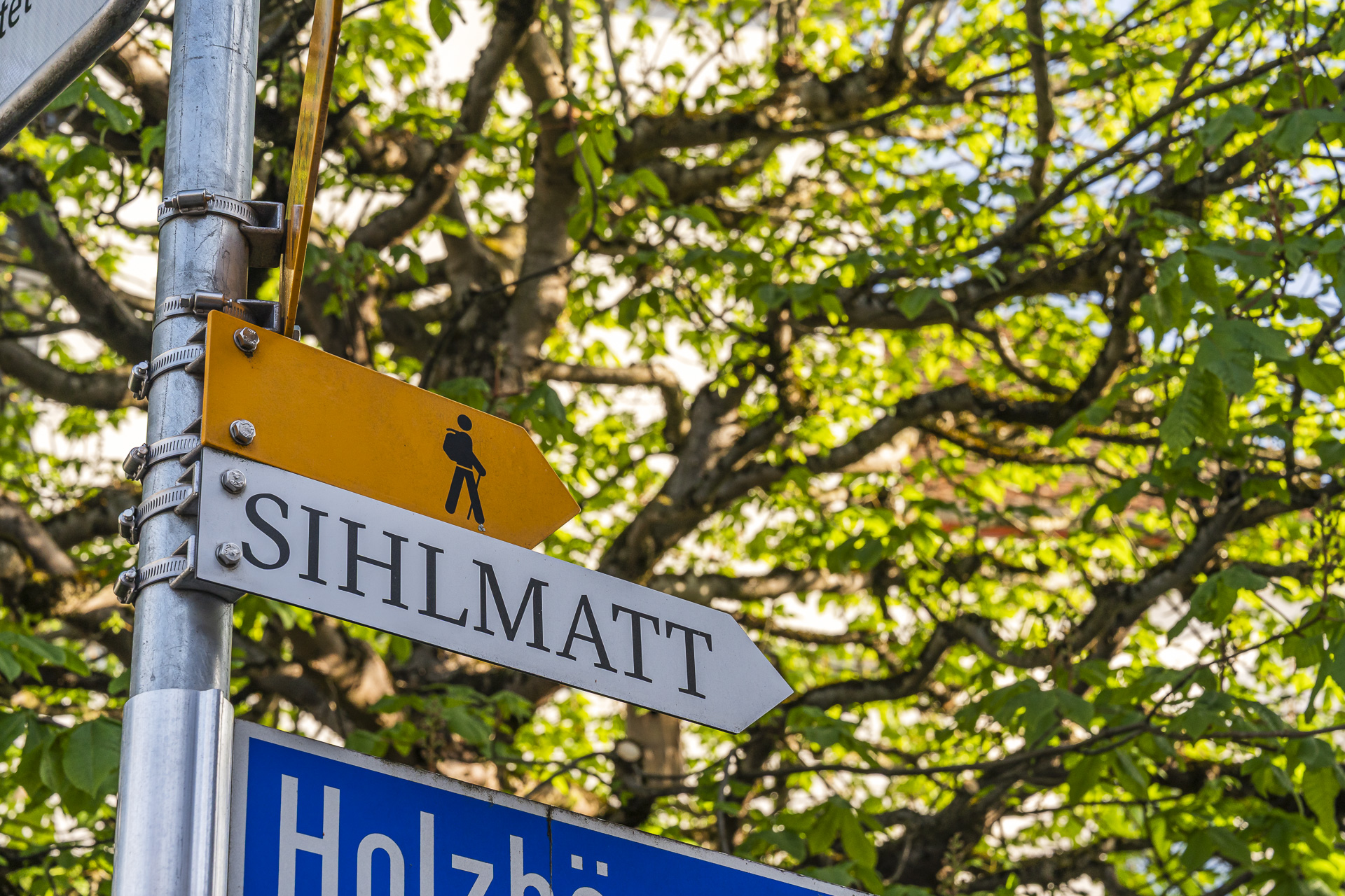Signpost Menzingen toward Sihlmatt