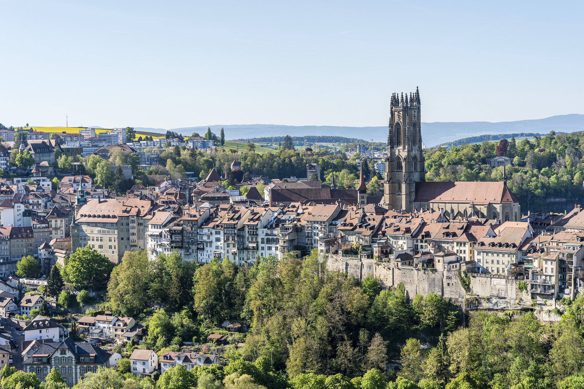 Panoramic view of Fribourg's old town