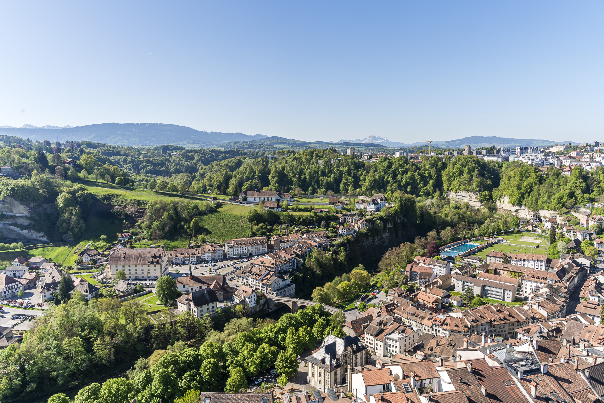Fribourg city panorama