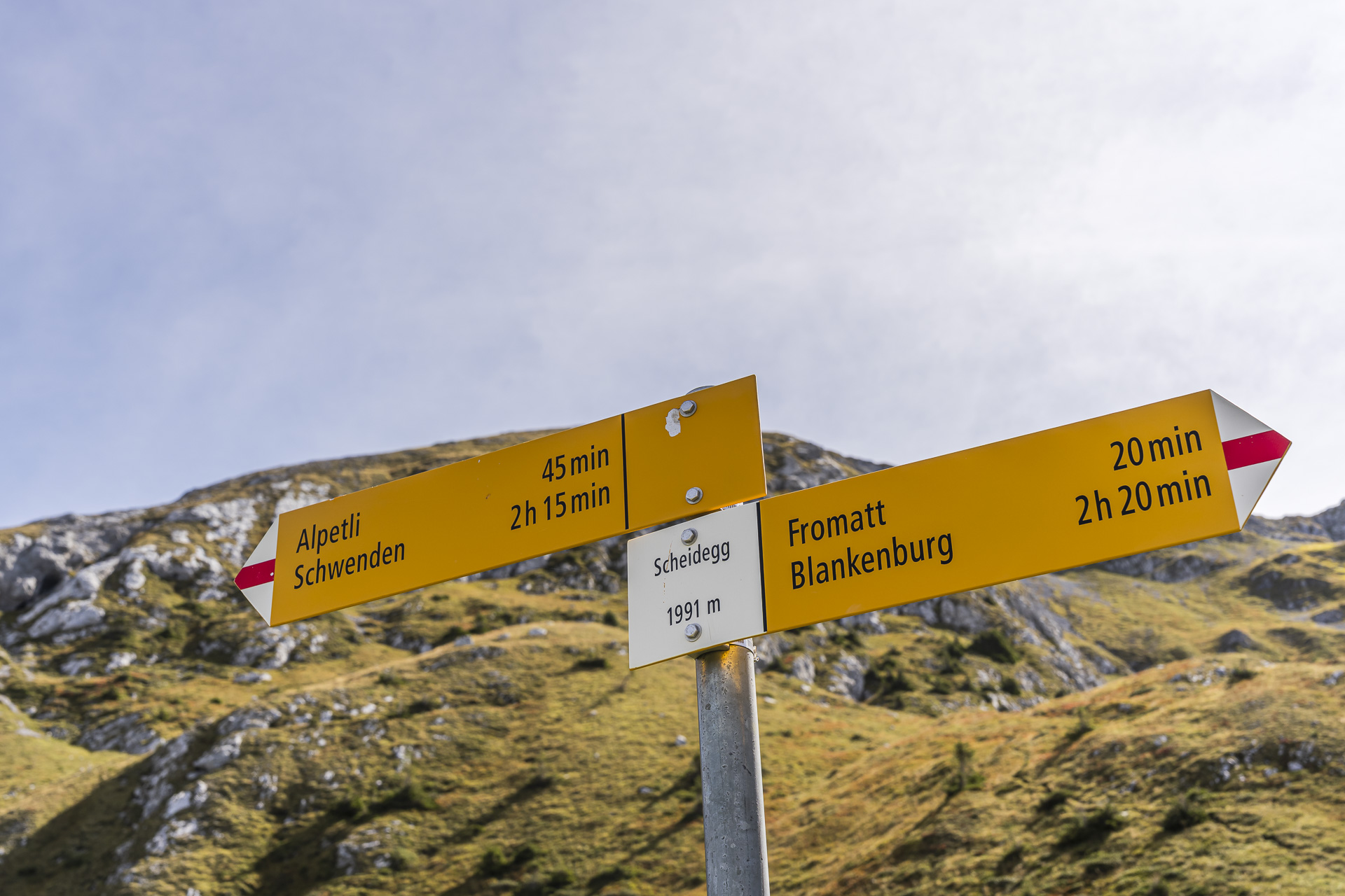 Panneau indicateur à la Scheidegg